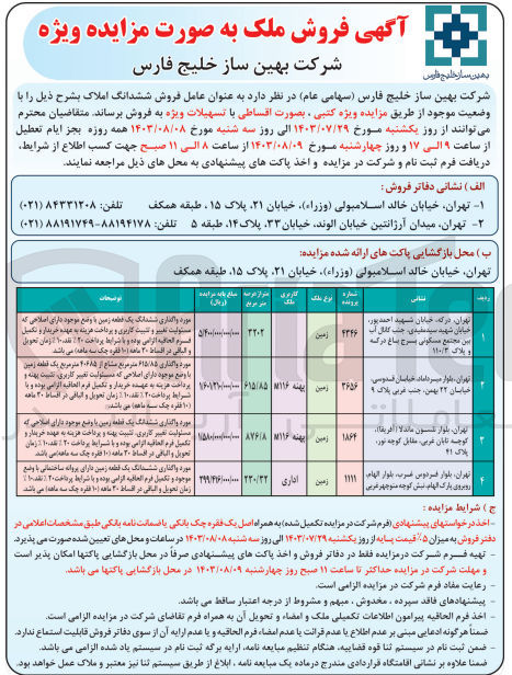 تصویر کوچک آگهی فروش ششدانگ املاک در 4 ردیف با کاربری اداری و زمین