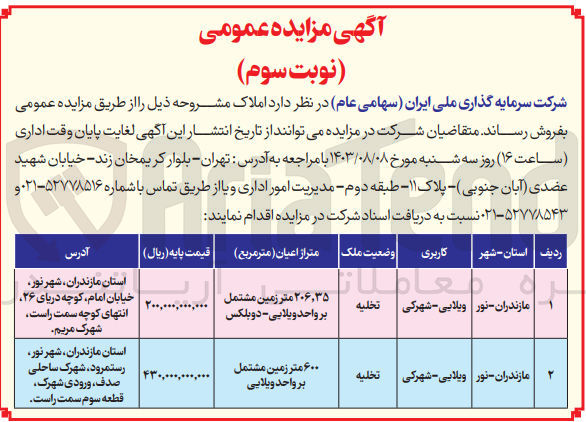 تصویر کوچک آگهی فروش املاک در دو ردیف با کاربری ویلایی-شهرکی 