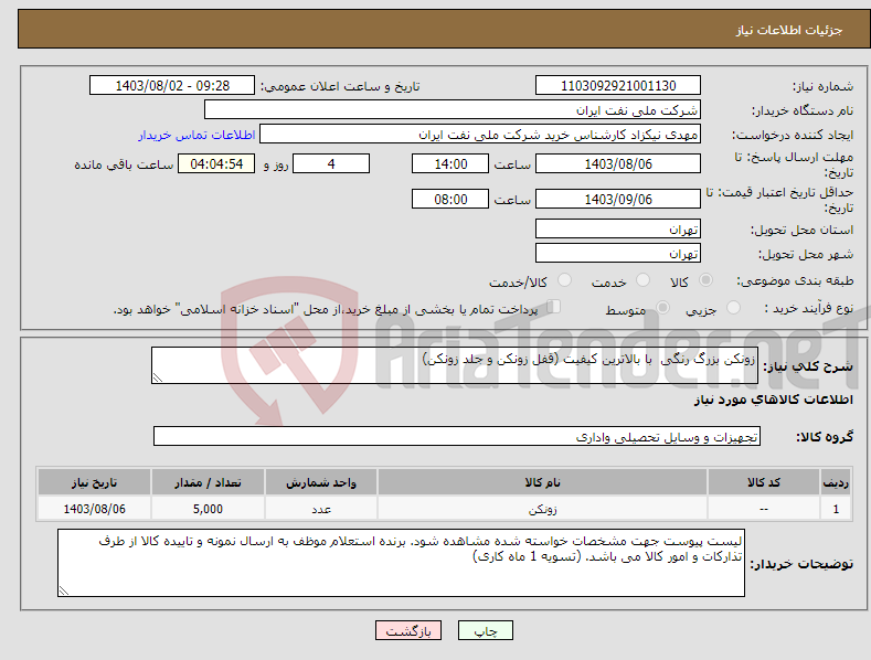 تصویر کوچک آگهی نیاز انتخاب تامین کننده-زونکن بزرگ رنگی با بالاترین کیفیت (قفل زونکن و جلد زونکن)
