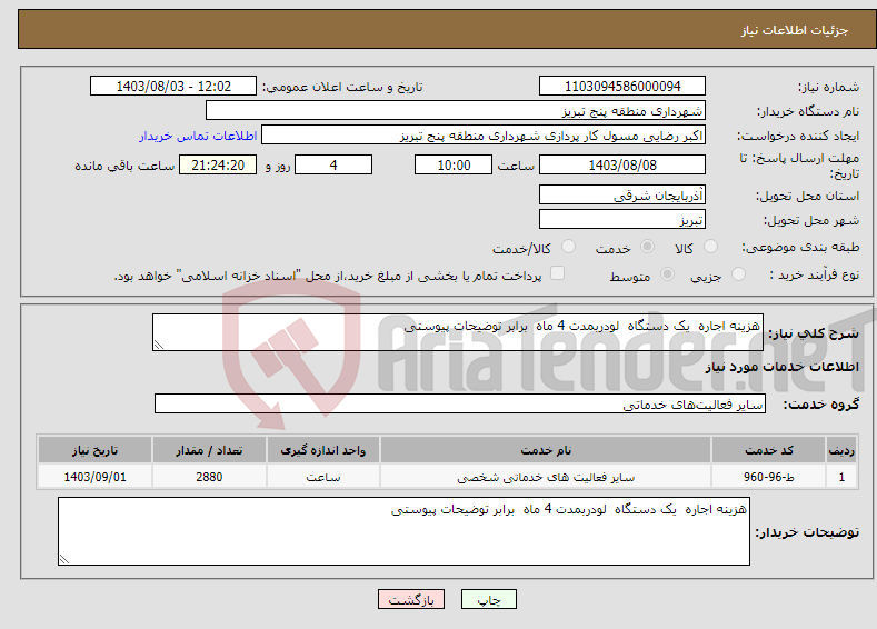 تصویر کوچک آگهی نیاز انتخاب تامین کننده-هزینه اجاره یک دستگاه لودربمدت 4 ماه برابر توضیحات پیوستی