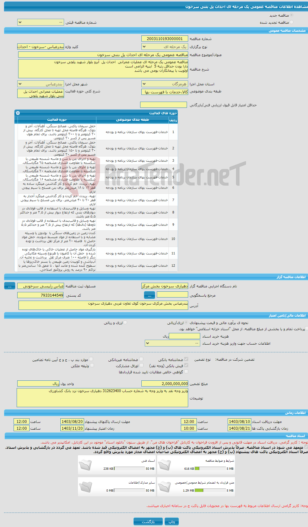 تصویر کوچک آگهی مناقصه عمومی یک مرحله ای احداث پل بتنی سرخون 