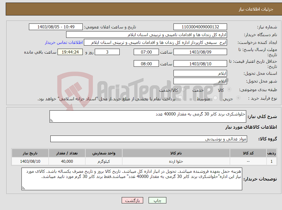 تصویر کوچک آگهی نیاز انتخاب تامین کننده-حلواشکری برند کابر 30 گرمی به مقدار 40000 عدد