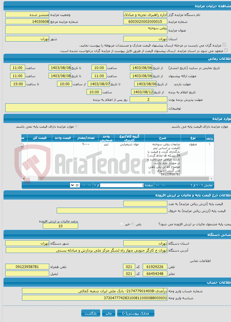 تصویر کوچک آگهی روغن سوخته