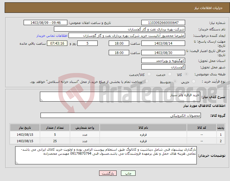 تصویر کوچک آگهی نیاز انتخاب تامین کننده-خرید قرقره وایر سیار