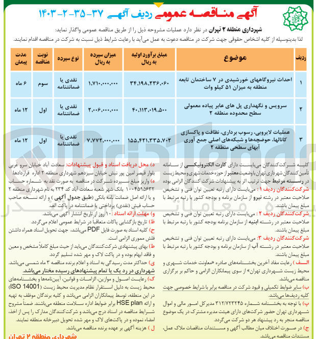 تصویر کوچک آگهی احداث نیروگاه خورشیدی در 7 ساختمان تابعه منطقه به میزان 51 کیلووات 