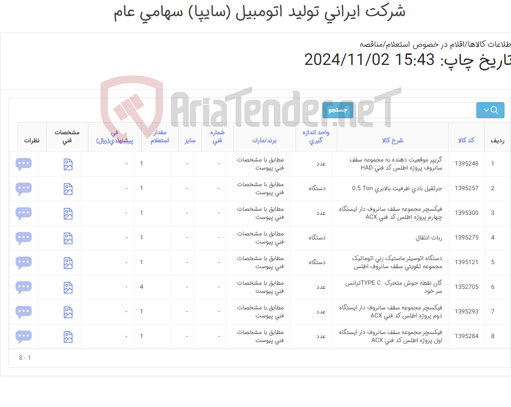 تصویر کوچک آگهی خط تولید رباتیک مجموعه سازی سقف سانروف پروژه اطلس