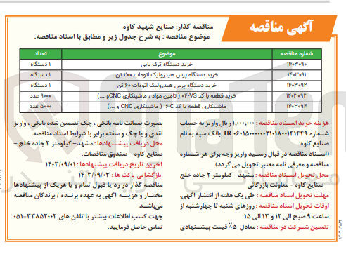 تصویر کوچک آگهی خرید یک دستگاه پرس هیدرولیک اتومات ۲۰۰ تن