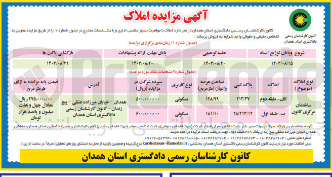تصویر کوچک آگهی فروش املاک با موقعیت بسیار مناسب اداری (ساختمان مرکزی کانون) در 2 ردیف و با کاربری مسکونی