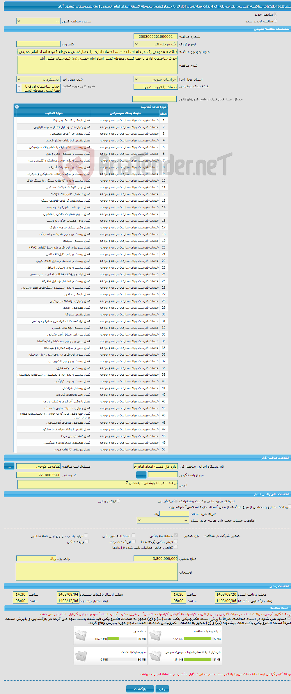 تصویر کوچک آگهی مناقصه عمومی یک مرحله ای احداث ساختمان اداری با حصارکشی محوطه کمیته امداد امام خمینی (ره) شهرستان عشق آباد