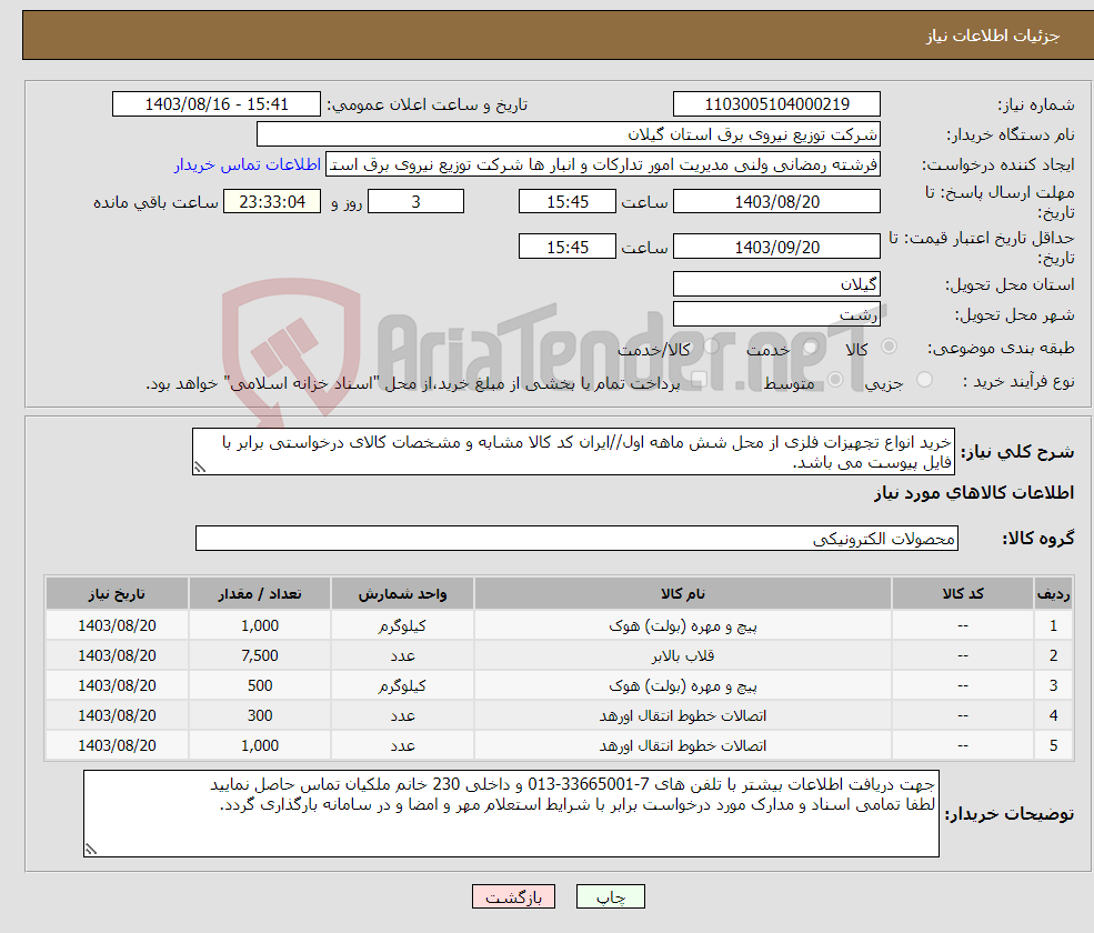 تصویر کوچک آگهی نیاز انتخاب تامین کننده-خرید انواع تجهیزات فلزی از محل شش ماهه اول//ایران کد کالا مشابه و مشخصات کالای درخواستی برابر با فایل پیوست می باشد.