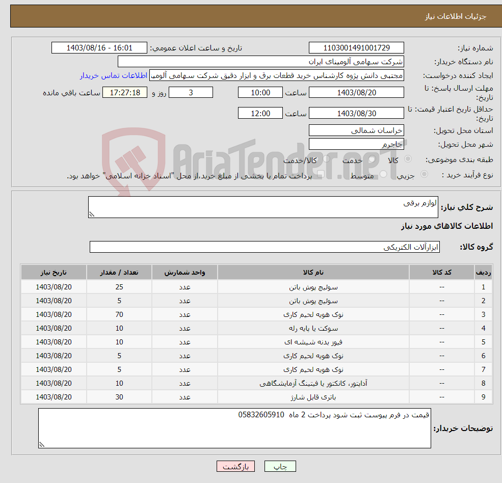 تصویر کوچک آگهی نیاز انتخاب تامین کننده-لوازم برقی