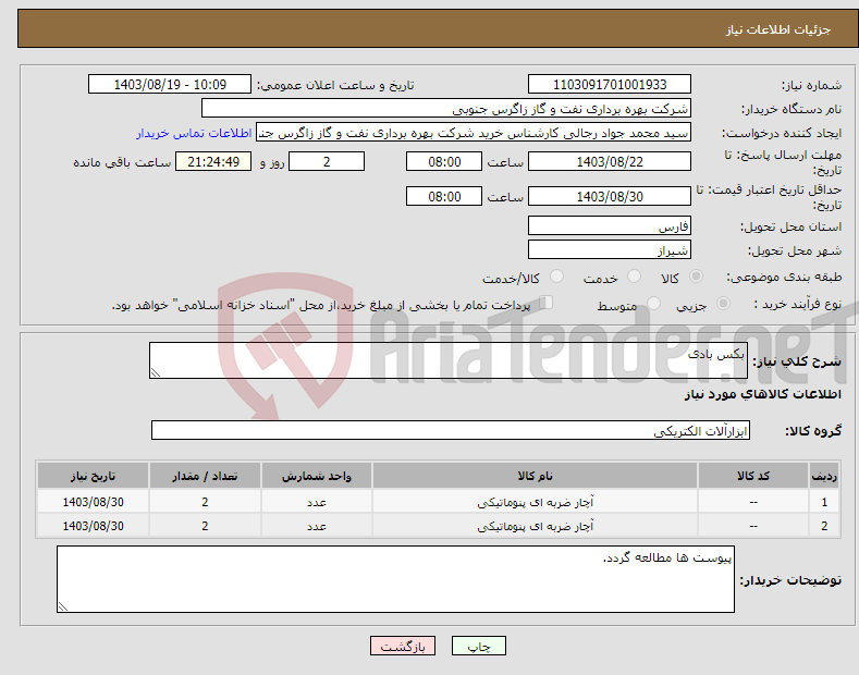 تصویر کوچک آگهی نیاز انتخاب تامین کننده-بکس بادی