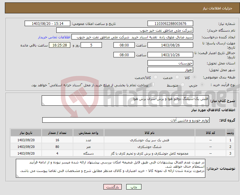 تصویر کوچک آگهی نیاز انتخاب تامین کننده-فلش بک-شیلنگ دوقلو هوا و برش-سری برش هوا