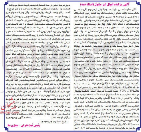 تصویر کوچک آگهی فروش سه دانگ مشاع از ششدانگ یک قطعه زمین به پلاک 1و2
