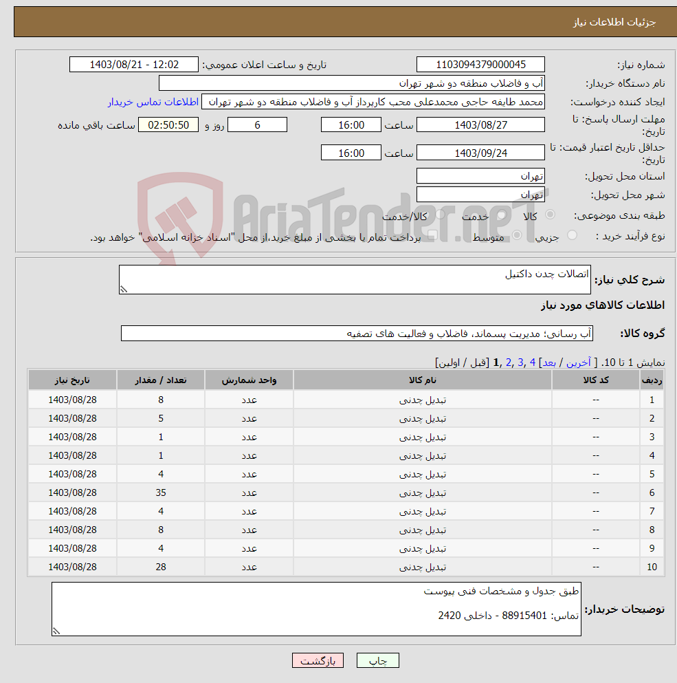 تصویر کوچک آگهی نیاز انتخاب تامین کننده-اتصالات چدن داکتیل