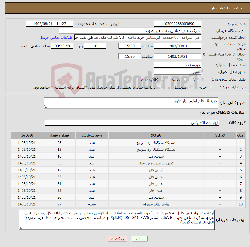 تصویر کوچک آگهی نیاز انتخاب تامین کننده-خرید 10 قلم لوازم ابزار دقیق 