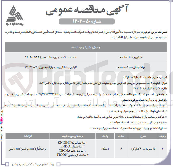 تصویر کوچک آگهی تامین  بالانسر بادی 60 کیلوگرم 