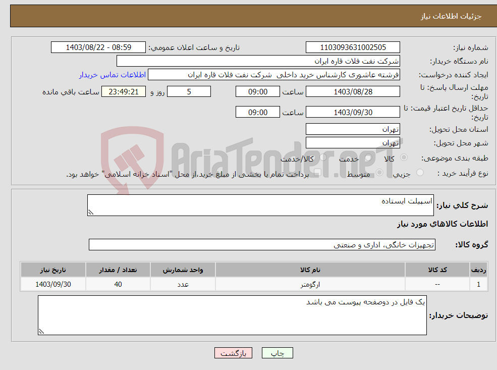 تصویر کوچک آگهی نیاز انتخاب تامین کننده-اسپیلت ایستاده
