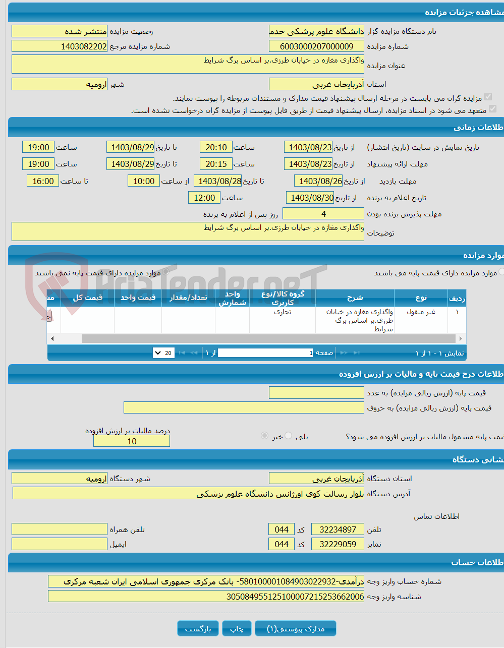 تصویر کوچک آگهی واگذاری مغازه در خیابان طرزی.بر اساس برگ شرایط