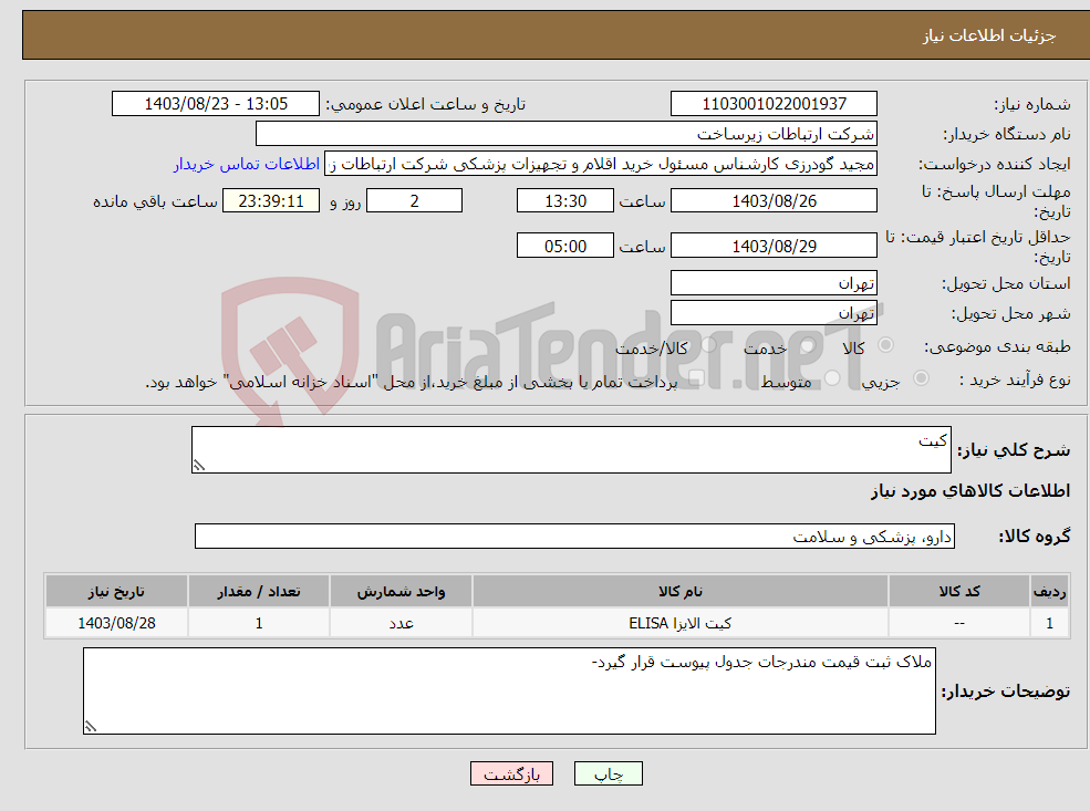 تصویر کوچک آگهی نیاز انتخاب تامین کننده-کیت