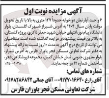 تصویر کوچک آگهی فروش ۶ واحد آپارتمان دو خوابه حدوداً ۱۲۷ متری به بالا با تاریخ تحویل موقت پایان سال ۱۴۰۴ 