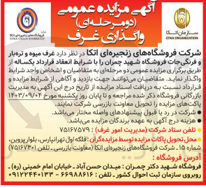 تصویر کوچک آگهی واگذاری غرف میوه و تره بار و فرنگی جات فروشگاه شهید چمران 