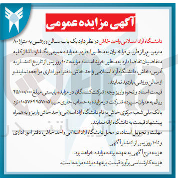 تصویر کوچک آگهی اجاره یک باب سالن ورزشی به متراژ 80 مترمربع 