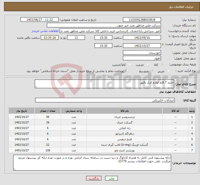 تصویر کوچک آگهی نیاز انتخاب تامین کننده-خرید 7 قلم لوازم ابزار دقیق 