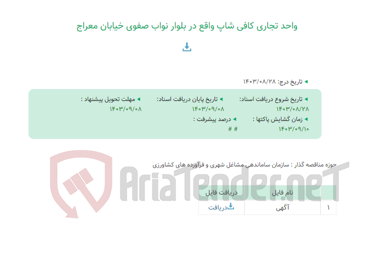 تصویر کوچک آگهی واحد تجاری کافی شاپ واقع در بلوار نواب صفوی خیابان معراج