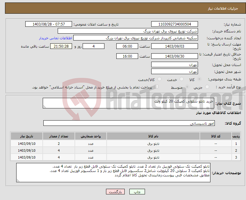 تصویر کوچک آگهی نیاز انتخاب تامین کننده-خرید تابلو سلولی کمپکت 20 کیلو ولت