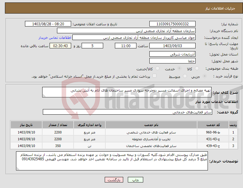 تصویر کوچک آگهی نیاز انتخاب تامین کننده-تهیه مصالح و اجرای اسفالت مسیر دوچرخه سواری مسر ساختمان های آتام به آتش نشانی