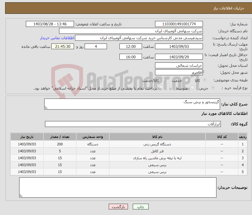تصویر کوچک آگهی نیاز انتخاب تامین کننده-گریسخور و برش سنگ