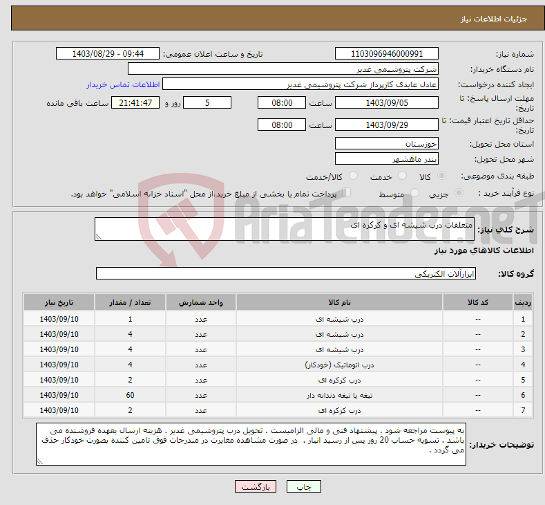 تصویر کوچک آگهی نیاز انتخاب تامین کننده-متعلقات درب شیشه ای و کرکره ای