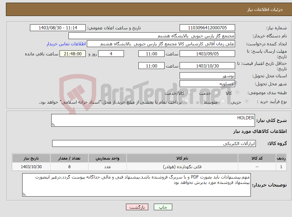 تصویر کوچک آگهی نیاز انتخاب تامین کننده-HOLDER