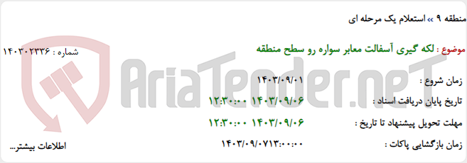 تصویر کوچک آگهی لکه گیری آسفالت معابر سواره رو سطح منطقه