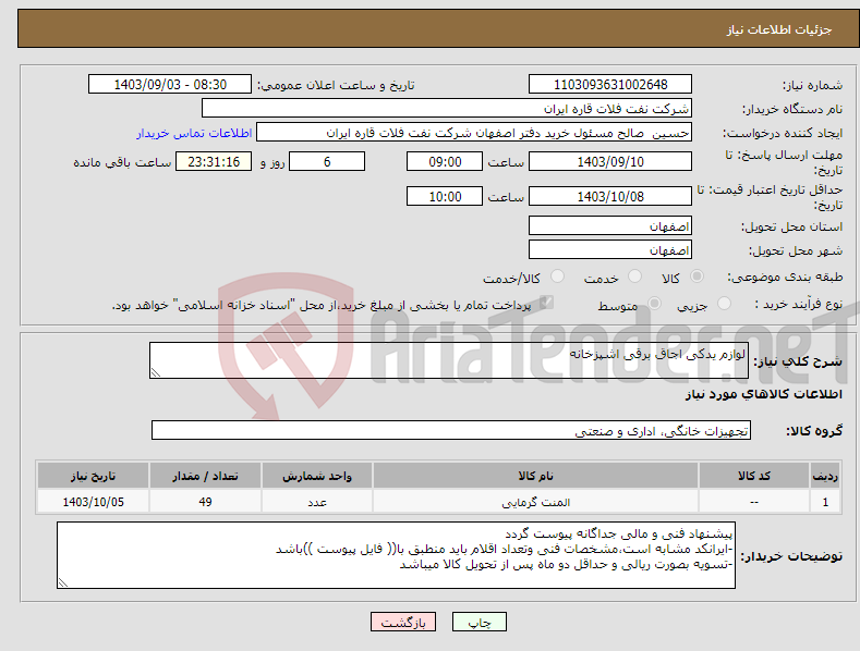 تصویر کوچک آگهی نیاز انتخاب تامین کننده-لوازم یدکی اجاق برقی اشپزخانه