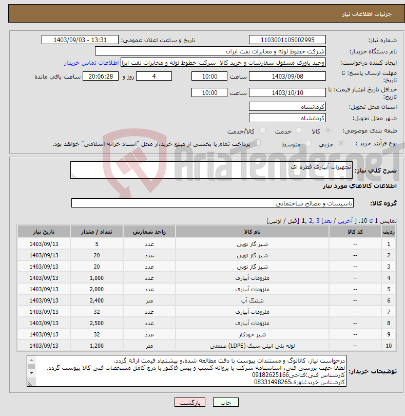 تصویر کوچک آگهی نیاز انتخاب تامین کننده-تجهیزات آبیاری قطره ای