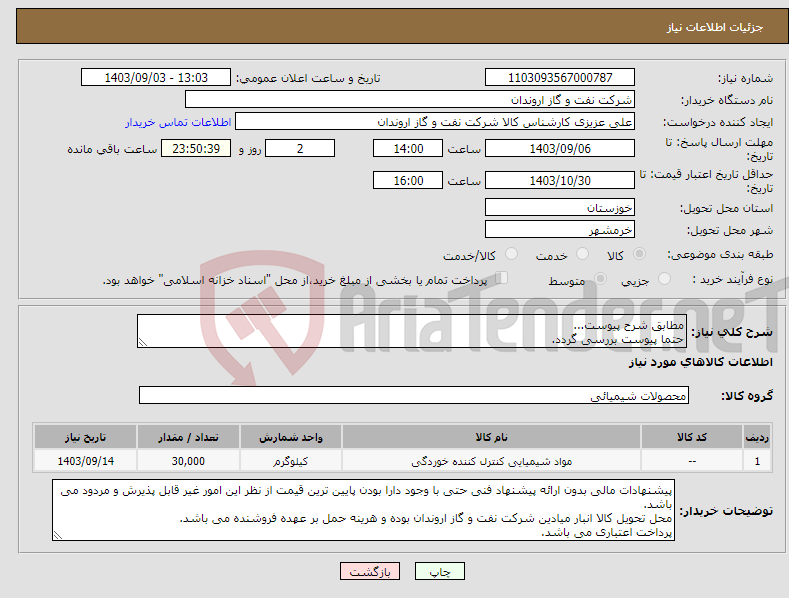 تصویر کوچک آگهی نیاز انتخاب تامین کننده-مطابق شرح پیوست... حتما پیوست بررسی گردد.