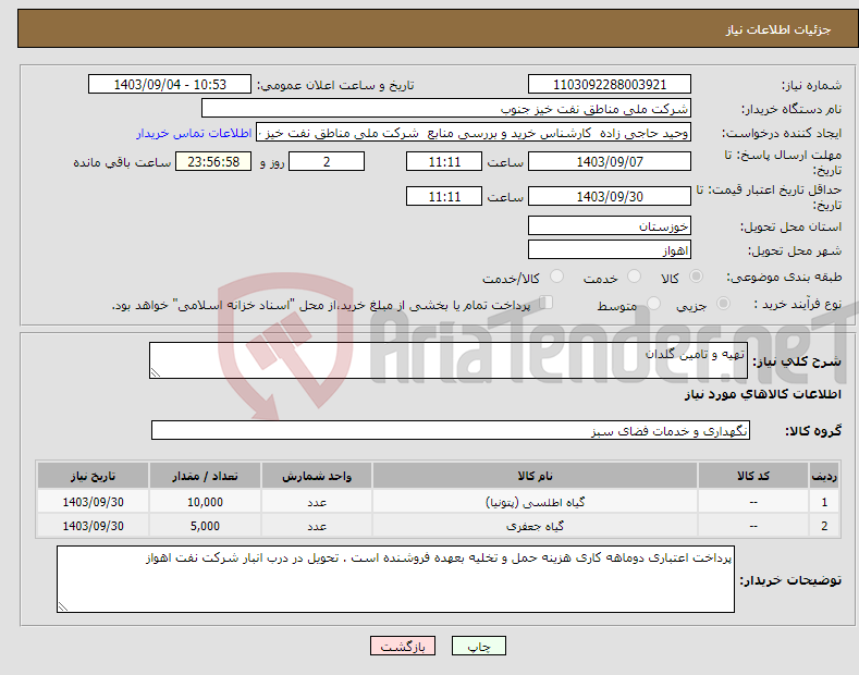 تصویر کوچک آگهی نیاز انتخاب تامین کننده-تهیه و تامین گلدان