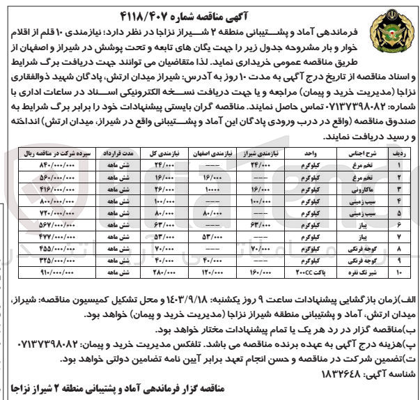 تصویر کوچک آگهی خرید ماکارونی 
نیازمندی شیراز 16000
نیازمندی اصفهان 10000
