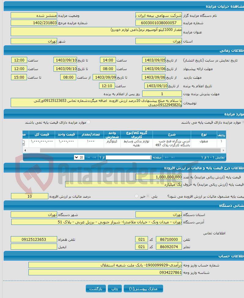 تصویر کوچک آگهی مقدار 1000کیلو آلومنیوم نرم(داغی لوازم خودرو)