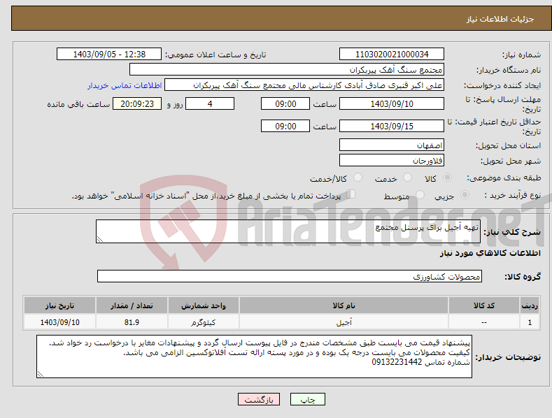 تصویر کوچک آگهی نیاز انتخاب تامین کننده-تهیه آجیل برای پرسنل مجتمع 