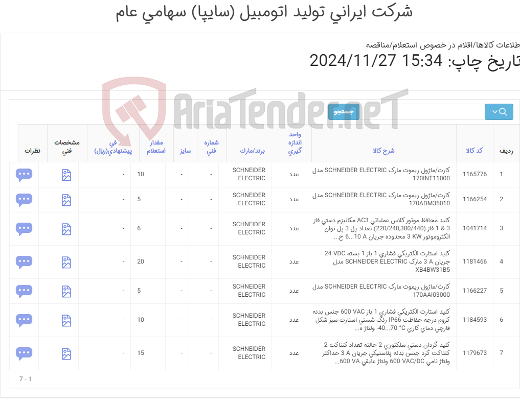 تصویر کوچک آگهی انواع کلید و کارت ماژول SCHNIEDER