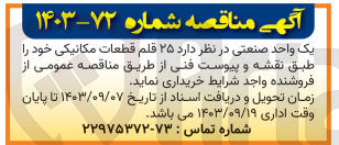 تصویر کوچک آگهی خریداری 25 قلم قطعات مکانیکی 