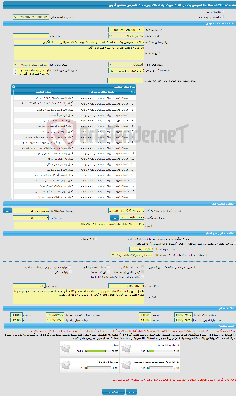 تصویر کوچک آگهی مناقصه عمومی یک مرحله ای نوبت اول اجرای پروژه های عمرانی مطابق آگهی