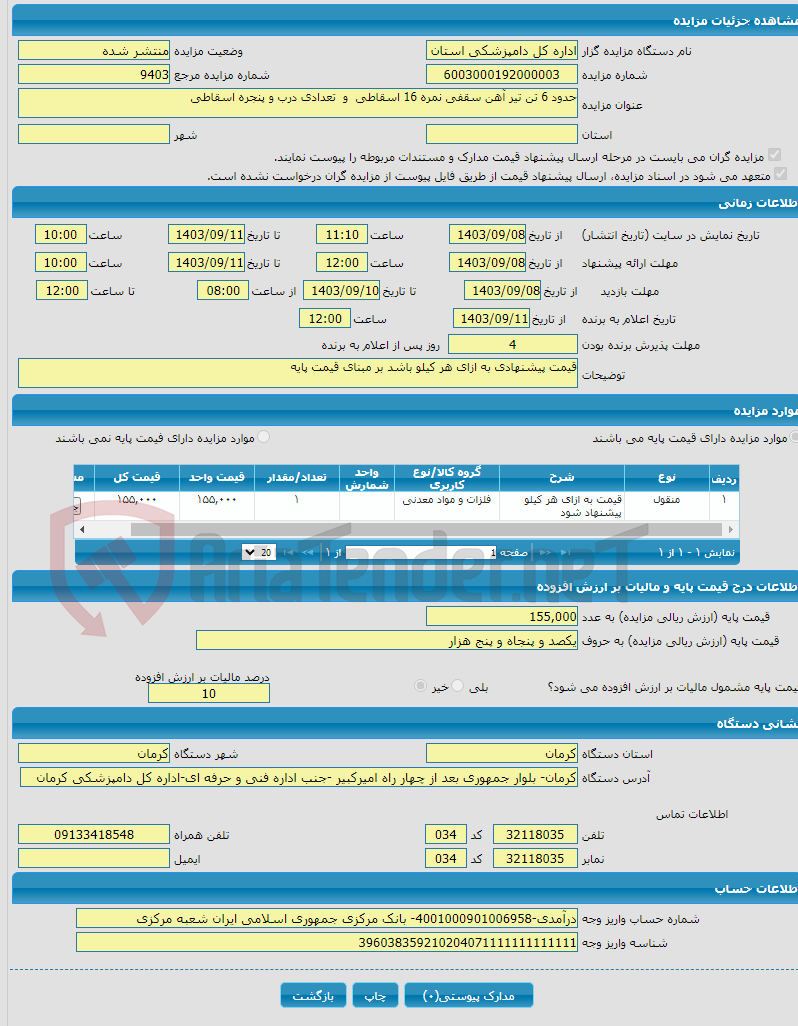 تصویر کوچک آگهی حدود 6 تن تیر آهن سقفی نمره 16 اسقاطی و تعدادی درب و پنجره اسقاطی