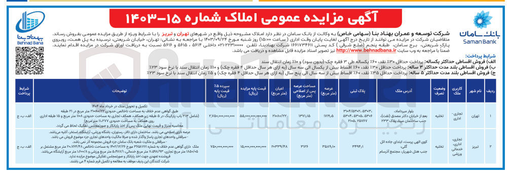 تصویر کوچک آگهی فروش املاک در دوردیف باکاربری اداری ،اداری خدماتی ورزشی 