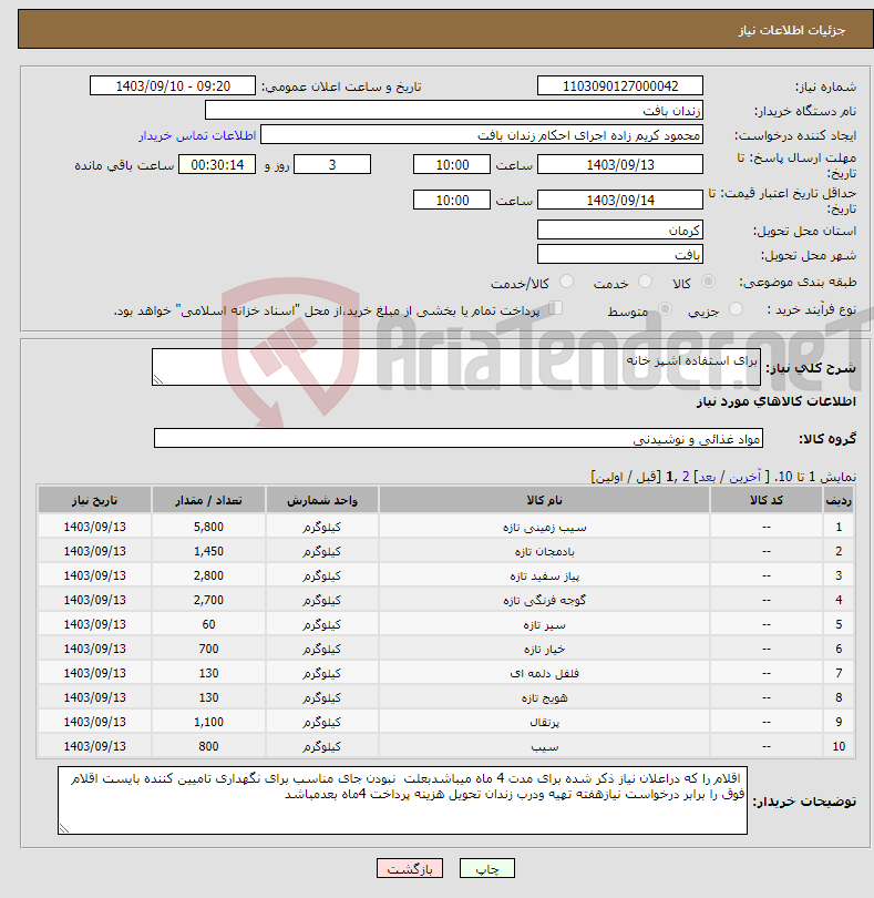 تصویر کوچک آگهی نیاز انتخاب تامین کننده-برای استفاده اشپز خانه