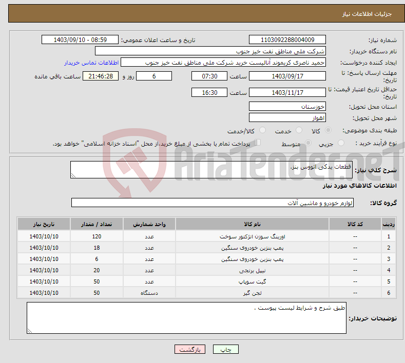 تصویر کوچک آگهی نیاز انتخاب تامین کننده-قطعات یدکی اتووس بنز.