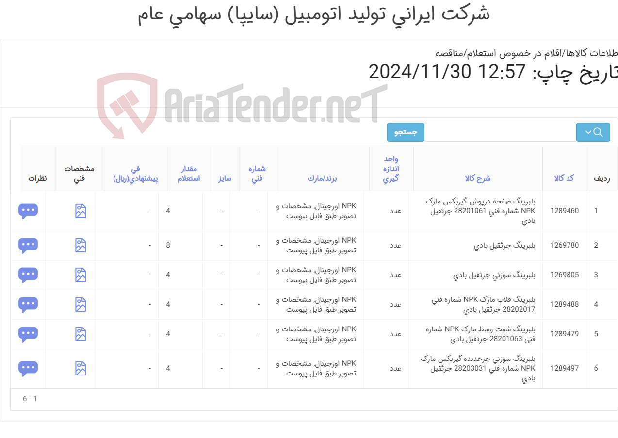 تصویر کوچک آگهی تامینن شش ردیف بلبرینگ های جرثقیل بادی